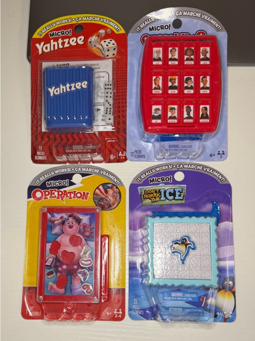 Hasbro Micro Games Bundle 4pc Yahtzee Guess Who Operation Ice New Sealed